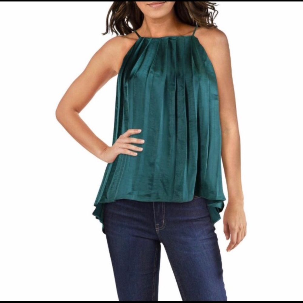 New Endless Rose Women’s Halter Neck Top in Metallic Green - Size Small